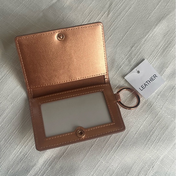 NWT Set Rose Gold Leather Oventure Big O® Key Ring & Keychain Wallet/ID Holder - Picture 7 of 8